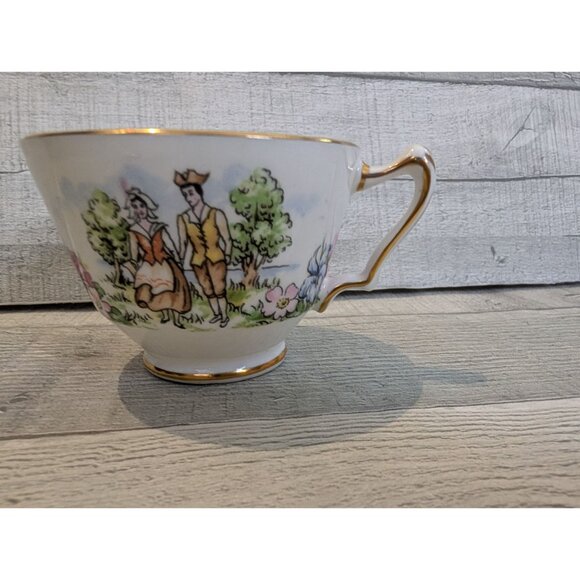 Vintage Staffordshire England Avon Scenes Tea Cup Saucer Side Plate Gold Trim - Picture 9 of 12